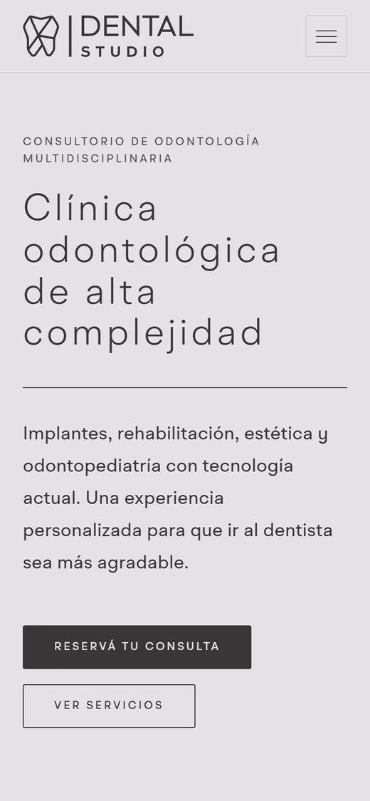 Web de Dental Studio vista en un tel&eacute;fono