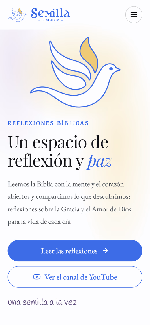 Web de Semilla de Shalom vista en un tel&eacute;fono