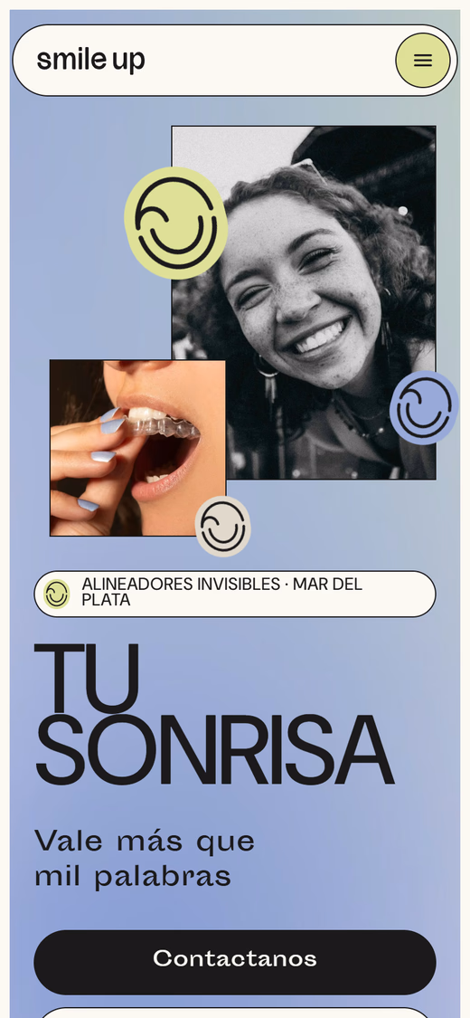 Web de Smile Up vista en un tel&eacute;fono